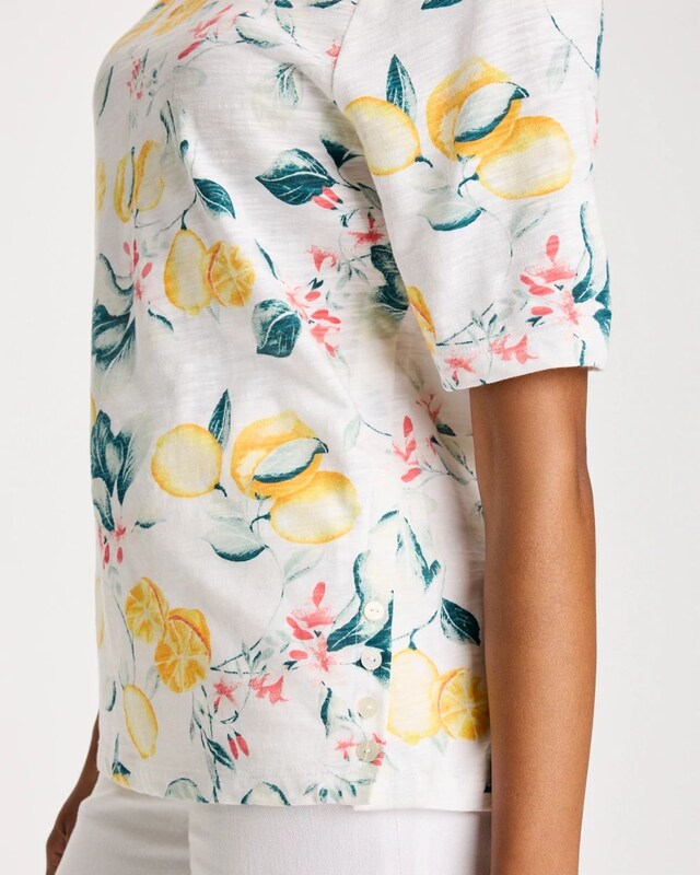 Cotton Slub Printed Henley Tee - image 4